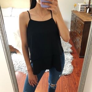 🖤 Black Double Layered Thin Strap Dressy Tank Top